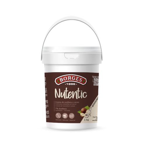 Borges Professional - Crema de Avellana y Cacao 7% 1kg, Vegana, Sin Gluten, Sin Lactosa, Baja en Azúcares, Sin Aceites Tropicales para Untar, Desayunos, Repostería y Uso Diario