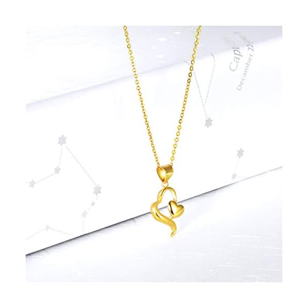 14k 18K Gold Heart Pendant Necklace for Women, Real Gold Love Jewelry for Her, 18 Inch - Image 5