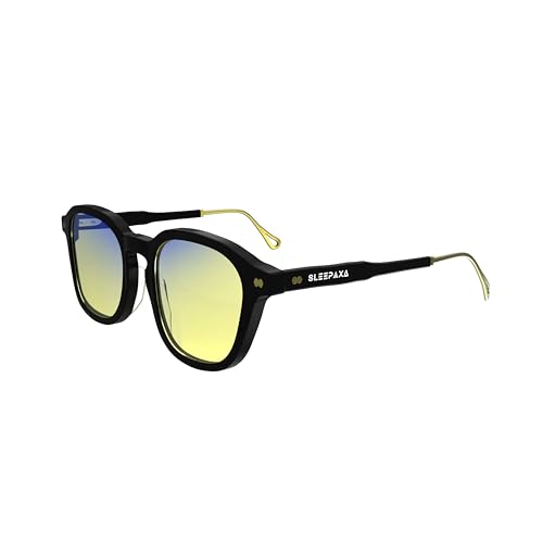 Image of Chrono Day Active Yellow Tint Square Glasses | HEV Filter Blue Light Eyewear for Stock Traders & Finance Pros | Square Frame for Multi-Screen Trading & Market Hours (Gunmetal Black)