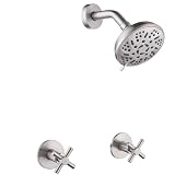 FSCEPIXI 2 Handles Shower Faucet Set,Two Handle Shower Faucet Trim Kit with Rough-in Valve,Wall Mount,Brushed Nickel