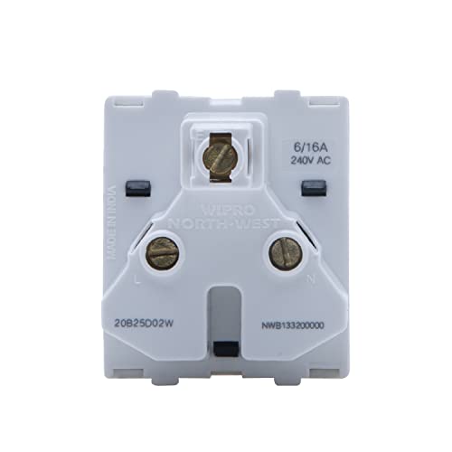 Image of Wipro Northwest Venia 6 /16A 3 Pin - Power Socket, White (pack of 10)