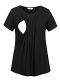 Schlichtes Shirt mit Elastische Empire Taille über dem Bauchansatz.
