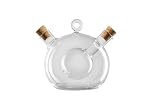 apollo THE HOUSEWARES BRAND Glass Oil & Balsamic Drizzle Bottle, Ball Oil and Vinegar Dispenser Jar with Cork Stopper, 10.5x12x10.5cm