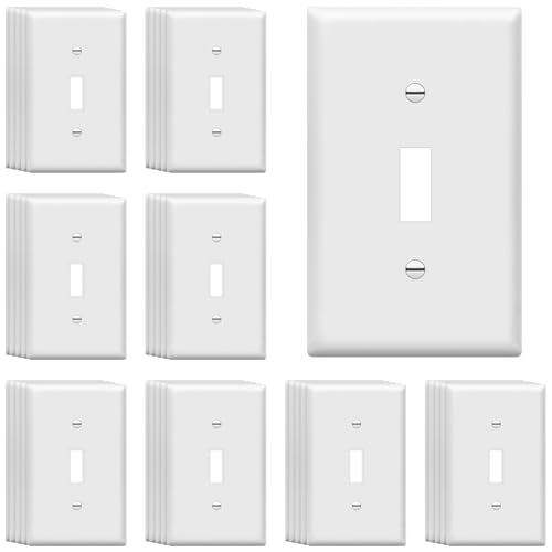 Image of ENERLITES Toggle Light Switch Wall Plate, Gloss Finish, Standard Size 1-Gang 4.50 inch x 2.76 inch, Unbreakable Polycarbonate Thermoplastic, 8811-W-40PCS, White (40 Pack)
