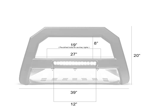 Image of Armordillo 8705209 AR Series Aluminum Bull Bar with LED Light Bar - Matte Black with Aluminum Skid Plate Fits 2019-2021 Chevy Silveardo /GMC Sierra 1500