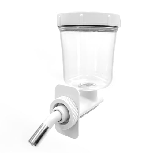 KindTail Pawdle - No-Drip Dog Crate Water Bottle - Top-Fill Pet Water Dispenser - BPA Free with Stainless Steel Nozzle - Easy-to-Use with Most Crates & Playpens - 7 x 6 x 4 in - 16oz Capacity - White