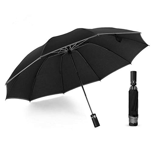 Parapluie pliant automatique 210T pongée avec bande réfléchissante et fibre de verre