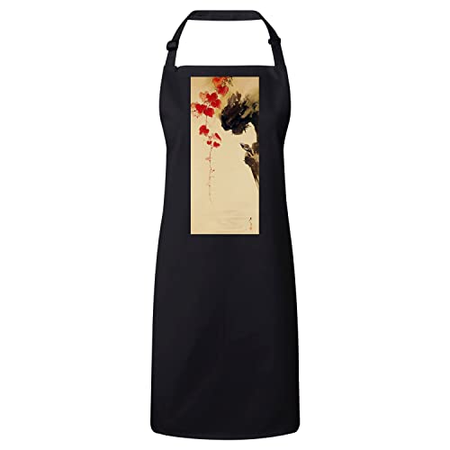 Tablier cuisine noir estampe japonaise art délicat original pour passionnés