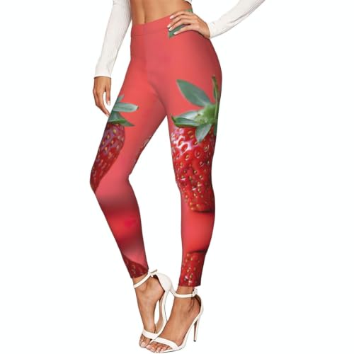 Leggings de compresión de fresas para mujer mallas deportivas suaves de entrenamiento