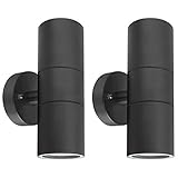 2 X Black Stainless Steel Double Outdoor Wall Light IP65 Up Down Garden Wall Lamp ZLC035B