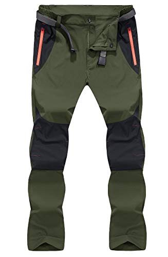 MAGCOMSEN Mens Walking Trousers Outdoor Hiking Trousers Quick Dry Breathable Pants Casual Fishing Trousers with Zip Pockets, Army Green