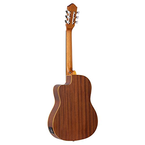 Ortega Guitars Family Series Thinline Acoustic-Electric Nylon Classical 6-String Guitar W/Bag, Right (Rce125Sn) #TOP1