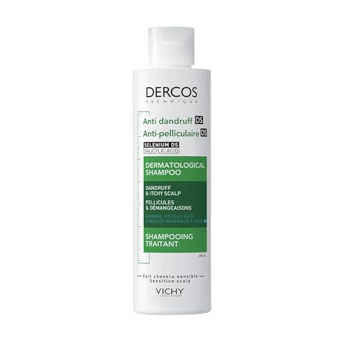 Vichy Champú Anticaspa, Cabellos Grasos, Elimina la Caspa y Reduce los Picores, Cuero Cabelludo Limpio y Sano, Doble Eficacia, Unisex, Dercos Technique, 200 ml