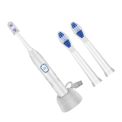 SAFIGLE 1 Juego cepillo de dientes electrico infantil tu adulto Suave cepillo de dientes de cerdas cepillo de dientes vibratorio cepillo de dientes eléctrico blanco