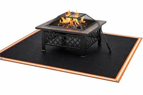 Fire Pit Mat & Grill Pad — 67"×60" XL Fireproof Deck Protector, Triple-Layer Silicone + Fiberglass, for Outdoor Firepit, BBQ, Patio & Lawn