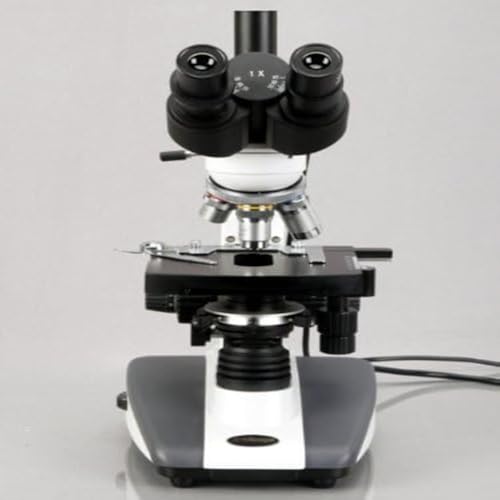Image of AmScope T360B-10M Digital Trinocular Compound Microscope, 40X-2000X Magnification, WF10x and WF20x Eyepieces, Brightfield, LED Illumination, Abbe Condenser, Double-Layer Mechanical Stage, Includes 10MP Camera with Reduction Lens and Software