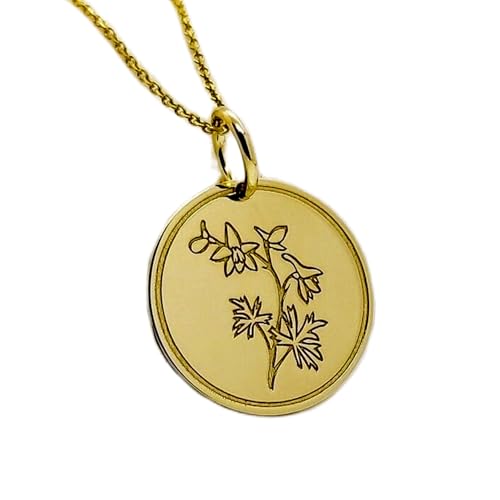 Collier fleur de naissance juillet argent 925 plaqué or délicat