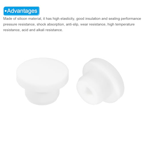 Image of MECCANIXITY 4pcs T-Shaped Silicone Plugs 16mm 5 /8 Inch Dia Snap in Plug Hole Seal Cover Round Rubber Stopper for Kitchen Rubber Bulkheads Waterproof Sealing Plugs White