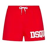 DSQUARED2 Shorts Mare Rossi da Uomo con Stampa Logo Laterale 50