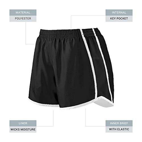 Augusta Sportswear Women's Standard Augusta Girls Pulse Team Short, Black/Black/White, Medium #TOP3