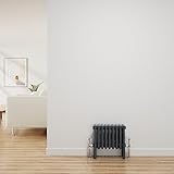 NRG Radiateur traditionnel en fonte anthracite à 4 colonnes   Chauffage central horizontal   Radiateurs de salle de bain   300 x 425 mm