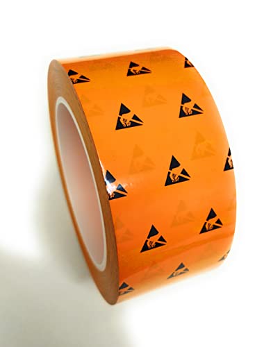 Image of UltraTape 2265 Anti-Static ESD Safe Marking Tape, Printed ESD Symbol, ESD Protected Area, Cleanroom 5S, No-Residue Vinyl OrangeTape (2 in x 108 ft - 1 Roll)