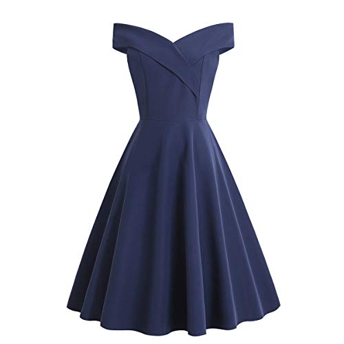 Mini Balabala Vestido Vintage Mujer Vestidos con Hombros Descubiertos Vestido de los años 50 Vestidos de Noche de cóctel de Fiesta