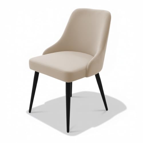 Image of Finch Fox Taskpro Modern Unique Velvet Upholstered Seating Living Room Dining Chair with Black Metal Legs in Cream Color (Set of 6)