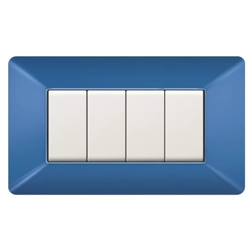 Plaque Bticino Matix 4 modules bleu en technopolymère pour interrupteur - 3