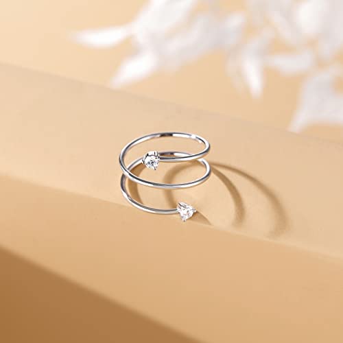 SHINYSO 14K Gold Plated Wedding Band for Women Stackable Thin Cubic Zirconia Open Wrap Dainty Engagement Ring Size 4-102