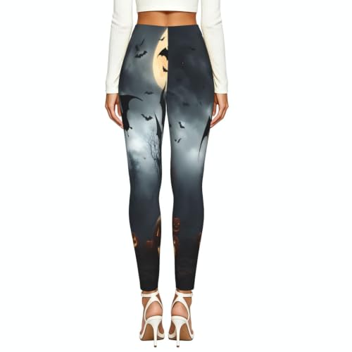 Leggings de Halloween cómodos para mujer con estampado de murciélagos 4