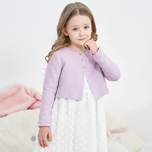 Image of Girls' Long Sleeve Knitted Bolero Cardigan Kids Button Closure Shrug Sweaters Cropped Jacket Cover Up Tops