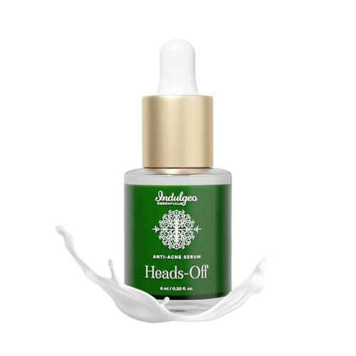 Indulgeo Essentials Heads Off - Anti Acne Face Serum for Glowing Skin | Lightweight, Reduces Comedones, Acne, Whiteheads, and Blackheads | Provide Clear & hydrated Skin for Men & Women | 6ml