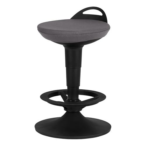 Image of Adjustable-Height Padded Lab Stool - Dark Grey
