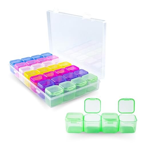 Caixa Organizadora Multicolor Miçangas Glitter 28 Potes