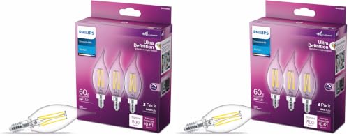 Image of Philips LED BA11 Candelabra LED Light Bulbs - Flicker Free 60w Light Bulbs with EyeComfort Technology - Daylight 5000K Lightbulb - 500 Lumen - E12 Base - 6 Pack