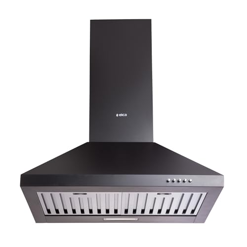 Image of Elica 60cm 1350 m3 /hr Baffle Filter Kitchen Chimney | 5 Years Motor Warranty | Push Button Control | Black | AH PLUS 260 BF NERO