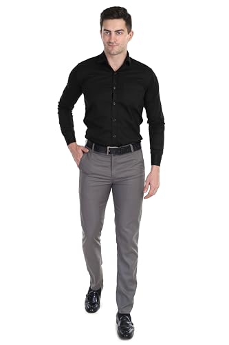 Image of Men's Stretchable Solid Plain Formal Trousers - Regular Fit Stylish Pants for Office & Party, Fashionable Dress Trousers for Men