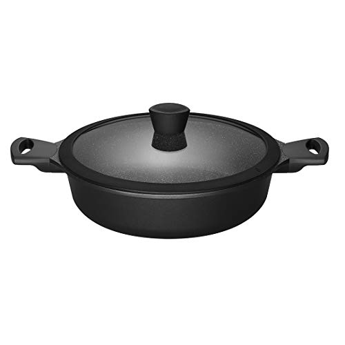 Sola Paellapan de cocina justa - Ø 28 cm - Sartén de aluminio con revestimiento antiadherente - Negro/Blanco