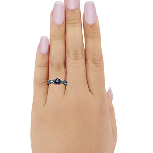 Infinity Accent Wedding Band Ring Heart Shape Simulated Blue Aquamarine Round CZ 925 Sterling Silver Choose Color3