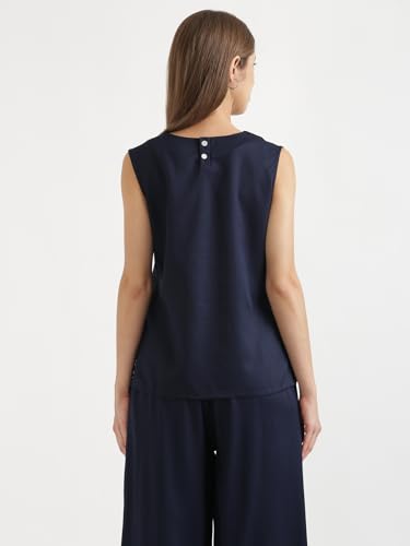 Image of SAADAA V-Neck Tops for Women| Viscose Fabric | Sleeveless Design | Relaxed Fit for Everyday Comfort | Office & Casual Wear