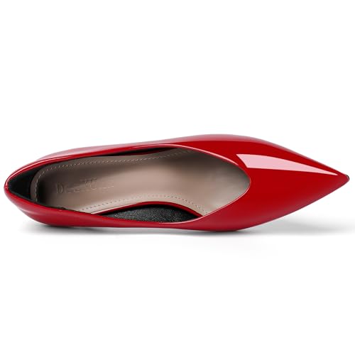 Women's Kitten High Heels 2 Inch Pointed Toe Leather Pumps Comfortable Slip On Wedding Party Work Pumps Shoes3