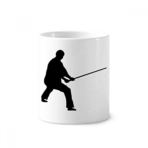 Shaolin bâton chinois tasse blanche arts martiaux céramique 350ml