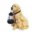 YLSMILE Dog Statues Outdoor with Solar Lights Lantern, Resin Dog Figurines Decorations for Yard and Lawn, Housewarming Gift for Garden Home