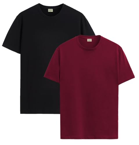 Image of ADRO Men's Cotton Regular Fit Combo Plain Solid T-Shirt Pack of 2