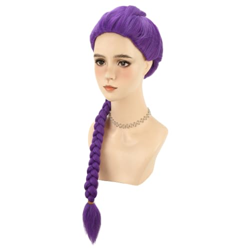 Image of Purple Braid Wigs Women Long Purple Wig Daily Party Halloween Synthetic Wigs
