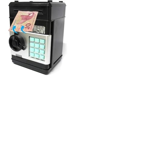 Mini Cofre Eletrônico Digital Senha 4 Dígitos Notas e Moedas (PRETO)