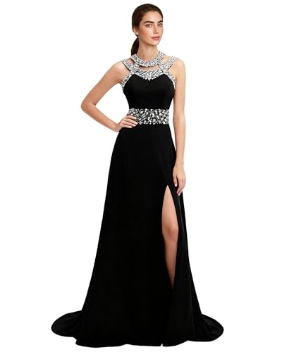 JAEDEN Prom Dress Long Halter - Evening Gowns Formal Slit