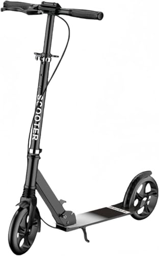 EZweekendスクーター折りたたみ式5速高さ調整足/ハンドブレーキ8インチタイヤスタンド付きオートバイ子供/大人用 (黒です)