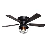 Low Profile Ceiling Fan Farmhouse Flush Mount Ceiling Fans with Lights and Remote Control, 42 Inch,...